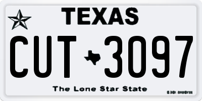 TX license plate CUT3097