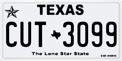 TX license plate CUT3099