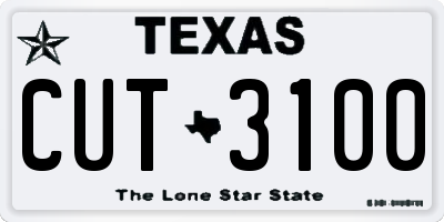 TX license plate CUT3100