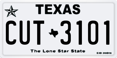 TX license plate CUT3101