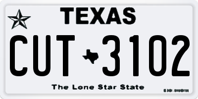 TX license plate CUT3102