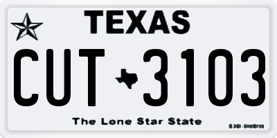 TX license plate CUT3103