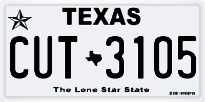 TX license plate CUT3105