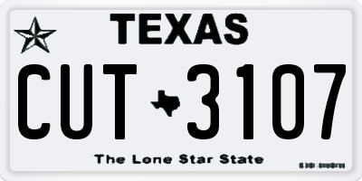 TX license plate CUT3107