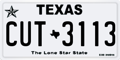 TX license plate CUT3113