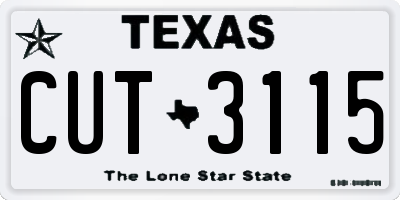 TX license plate CUT3115