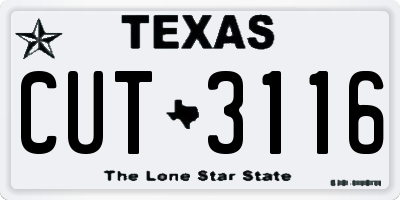 TX license plate CUT3116