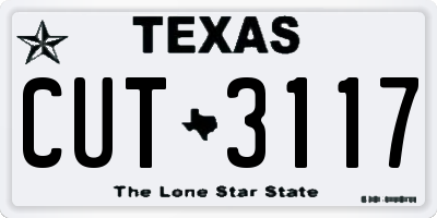 TX license plate CUT3117