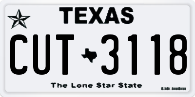 TX license plate CUT3118