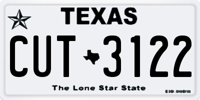 TX license plate CUT3122