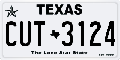 TX license plate CUT3124
