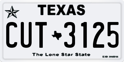 TX license plate CUT3125