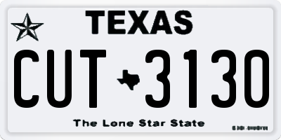 TX license plate CUT3130