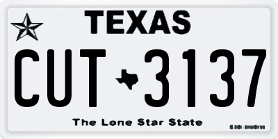 TX license plate CUT3137