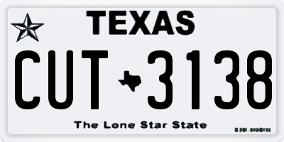 TX license plate CUT3138