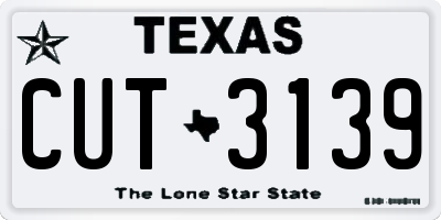 TX license plate CUT3139
