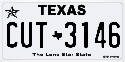 TX license plate CUT3146