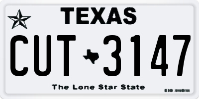 TX license plate CUT3147