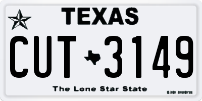 TX license plate CUT3149