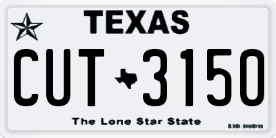 TX license plate CUT3150