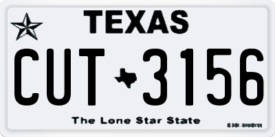 TX license plate CUT3156
