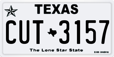 TX license plate CUT3157