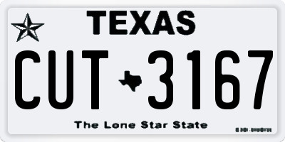 TX license plate CUT3167