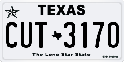 TX license plate CUT3170