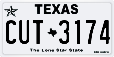 TX license plate CUT3174
