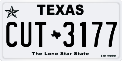 TX license plate CUT3177