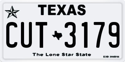 TX license plate CUT3179