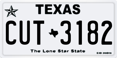 TX license plate CUT3182