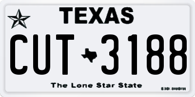 TX license plate CUT3188