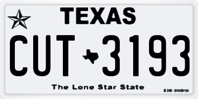 TX license plate CUT3193