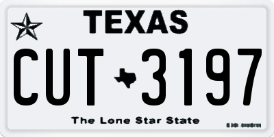 TX license plate CUT3197
