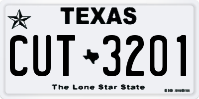 TX license plate CUT3201