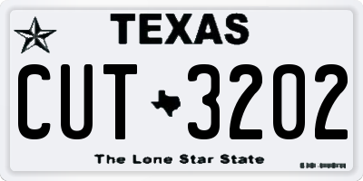 TX license plate CUT3202