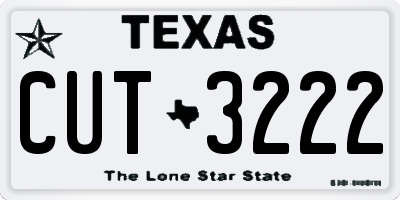 TX license plate CUT3222
