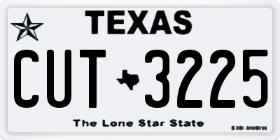TX license plate CUT3225