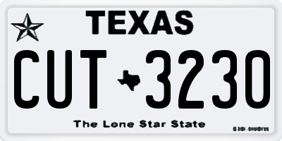 TX license plate CUT3230