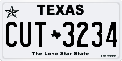 TX license plate CUT3234