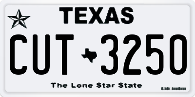 TX license plate CUT3250