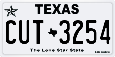 TX license plate CUT3254