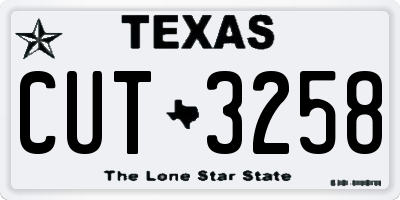 TX license plate CUT3258