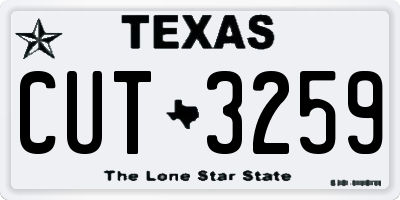 TX license plate CUT3259