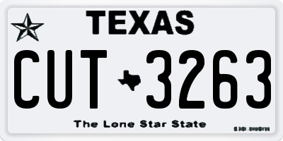 TX license plate CUT3263