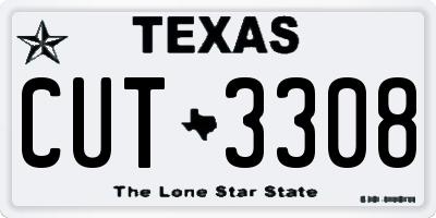 TX license plate CUT3308