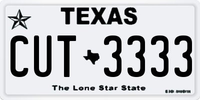 TX license plate CUT3333