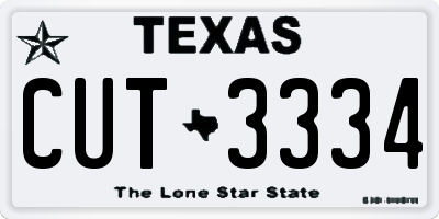TX license plate CUT3334