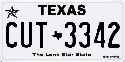 TX license plate CUT3342